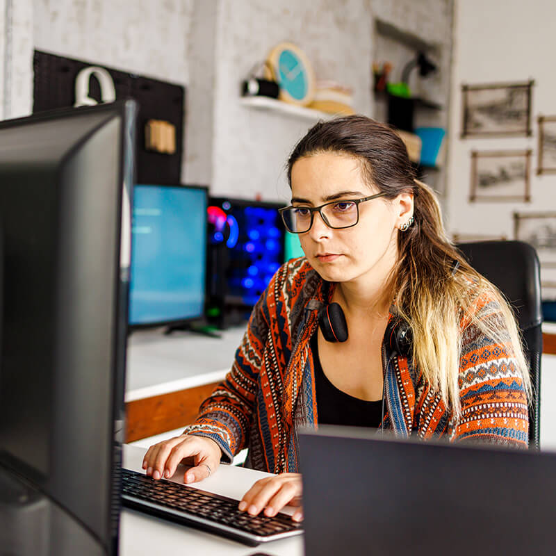 Woman working at her computer