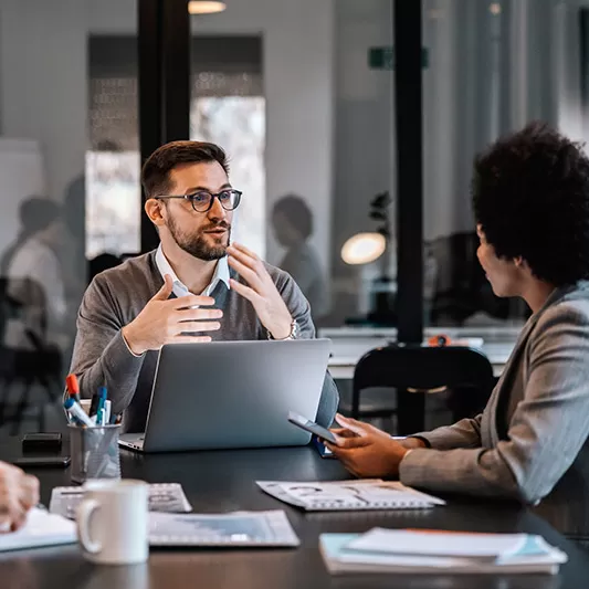 group of business people talking