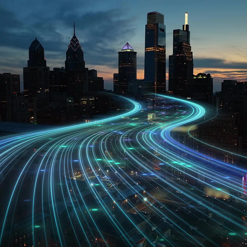 Fiber network over city